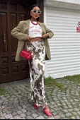 İnce Deri Kemerli Chanel Saten Etek 4050 - 8