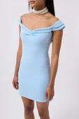 Büzgü Detay Omuz Askılı Mini Elbise thumbnail 4