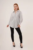 Çift Çizgi Geçişli Düğmeli Gri Gömlek thumbnail 3