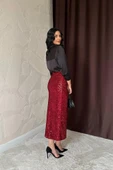 Bordo Pulpayetli Parlak Etek - 4