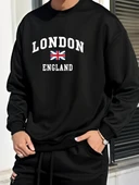 Erkek Uzun Kollu Bisiklet Yaka Yazı Baskılı Iki Iplik Bluz - 1