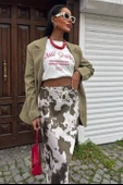 İnce Deri Kemerli Chanel Saten Etek 4050 - 2