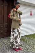 İnce Deri Kemerli Chanel Saten Etek 4050 - 6