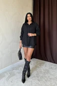 Siyah Işıltılı Gömlek - 1