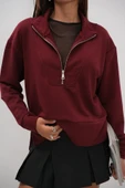 Fermuar Ve Dikiş Detaylı Sweatshirt - 1