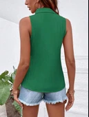 Kadın Sıfır Kol Pamela Kumaş Gömlek thumbnail 2