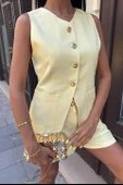 Gold Düğme Detaylı Yelek Şort Cotton Takım 10208 - 3