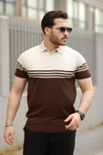 Erkek Yakalı Parça Renk Kısa Kollu T-shirt - 4