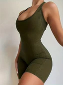 Kadın Sırt Sporcu Kesim Kaşkorse Kumaş Mini Bodycon thumbnail 3