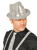 Gümüş Payetli Fötr Şapka Yetişkin Boy - 2