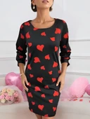 Kadın Uzun Kollu Bisiklet Yaka Dalgıç Mini Boy Elbise thumbnail 9