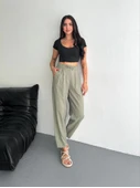 Yüksel Bel Rahat Paça Pantalon - Su Yeşili - 2