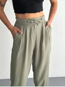 Yüksel Bel Rahat Paça Pantalon - Su Yeşili - 3
