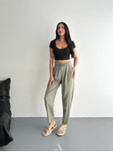 Yüksel Bel Rahat Paça Pantalon - Su Yeşili - 4