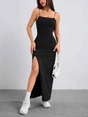 Kadın Ip Askılı Yandan Yırtmaçlı Janjan Krep Elbise thumbnail 7