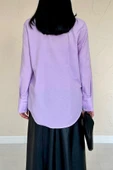 Lila Poplin Gömlek thumbnail 4