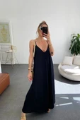 Kadın Ip Askılı V Yakalı Uzun Aerobin Elbise thumbnail 1