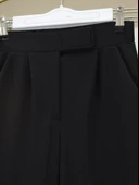 Cırtlı Fermuarlı Palazzo Pantolon -Siyah thumbnail 4