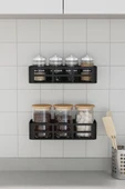 Banyo Duş Rafı 2'li Yapışkanlı ve Deliksiz Duş Organizer Suya Dayanıklı Siyah Raf - 5