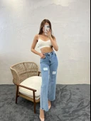6373 DENİM SLIM PALAZZO FIT-MAVİ - 1