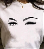 Kadın Kısa Kollu Bisiklet Yaka Göz Baskılı Süprem T-shirt - 4