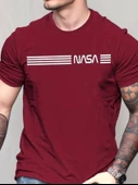 Erkek Kısa Kollu Nasa Baskı Basic Erkek T-shirt thumbnail 2