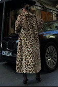Leopar Desenli İçi Astarlı Peluş Kaban 7065 - 5