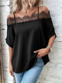 Kadın Askılı Dantel Janjan Krep Bluz thumbnail 1