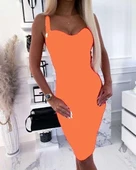 Kadın Dalgıç Kumaş Düğmeli Fermuarlı Askılı Elbise thumbnail 1