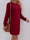 Kadın Uzun Kollu Bisiklet Yaka Iki Iplik Elbise thumbnail 3