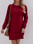 Kadın Uzun Kollu Bisiklet Yaka Iki Iplik Elbise thumbnail 1