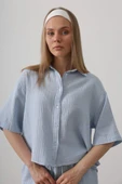 Yarım Kol Müslin Gömlek - Bebe Mavisi thumbnail 1