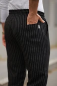 Erkek Beli Bağcıklı çizgili Pantolon thumbnail 3