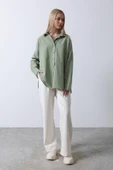 Geniş Manşet Detaylı Gömlek - Haki thumbnail 3