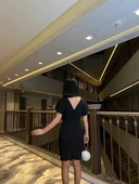 Kadın Dalgıç Krep V Yaka Ve Sırt Dekolte Detaylı Elbise thumbnail 3