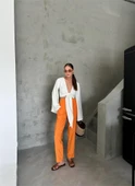 BEL LASTİK DETAYLI MODAL KUMAŞ PANTOLON - Orange thumbnail 1