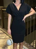 Kadın Dalgıç Krep V Yaka Ve Sırt Dekolte Detaylı Elbise thumbnail 4