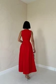 Kırmızı Halter Yaka Kloş Elbise thumbnail 4