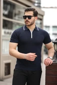Erkek Polo Yaka Yarım Fermuar Tişört thumbnail 4
