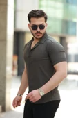 Erkek Apaj Yaka Kısa Kollu Gömlek - 2