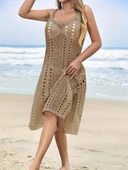 Kadın Kolsuz Askılı Yan Yırtmaç Detay Triko Midi Boy Elbise thumbnail 2