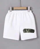 Beli Lastikli Baskılı Mini Şort - Beyaz thumbnail 1