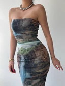 Mountain Straplez Tül Elbise thumbnail 4