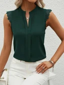 Kadın Kısa Dantel Kollu Hakim Yaka Ithal Krep Bluz thumbnail 5