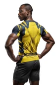 Sarı Desenli Antrenman, Spor ve Halı Saha Forması, Nefes Alan Tişört, Yüksek Kalite Gym Tshirt - 2