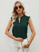 Kadın Kısa Dantel Kollu Hakim Yaka Ithal Krep Bluz thumbnail 2