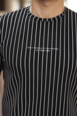 Erkek Dikey çizgili Ottoman Kumaş Kısa Kollu T-shirt - 3