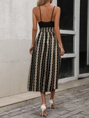 Kadın Ip Askılı Kruvaze Yakalı üst Viskon Alt Desenli Süprem Elbise thumbnail 2