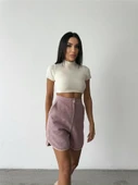 KAŞE KISA ŞORT - Gül Kurusu - 3