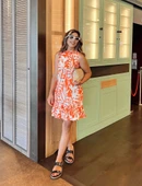 Kadın Sıfır Kollu Bisiklet Yakalı Fırfırlı Desenli Sofya Elbise thumbnail 2